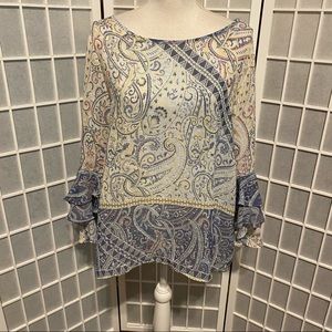 Sharango trumpet sleeve blouse layered size large